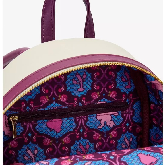 Loungefly Disney Beauty And The Beast Stained Glass Mini Backpack Belle Bag New - Picture 4 of 6